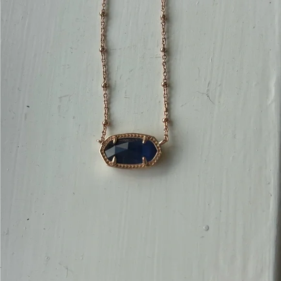 Kendra Scott Rose Gold Necklace + Matching Earrings with Blue Accents - Picture 5 of 5